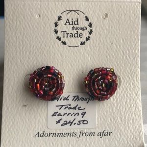 Aid Through Trade Fire Hand Beaded Stud Earrings